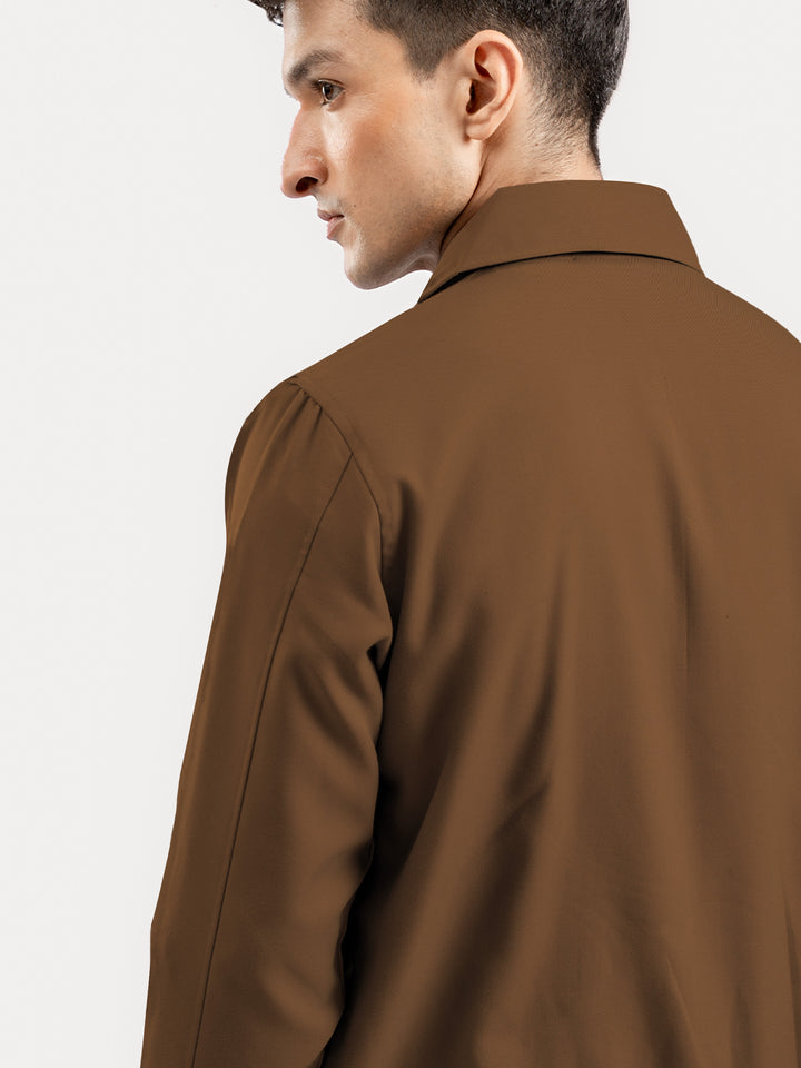 Camel Brown Harrington Jacket With Collar