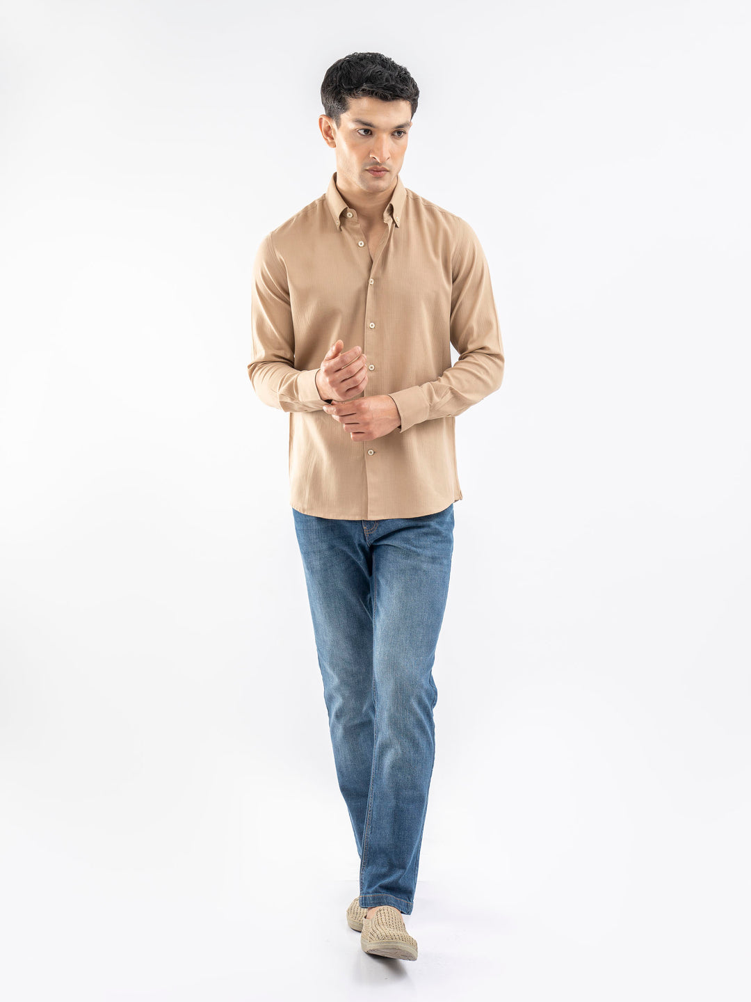 Camel Brown Light Weight Button Down Shirt