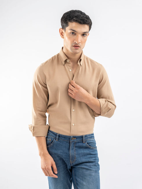 Camel Brown Light Weight Button Down Shirt