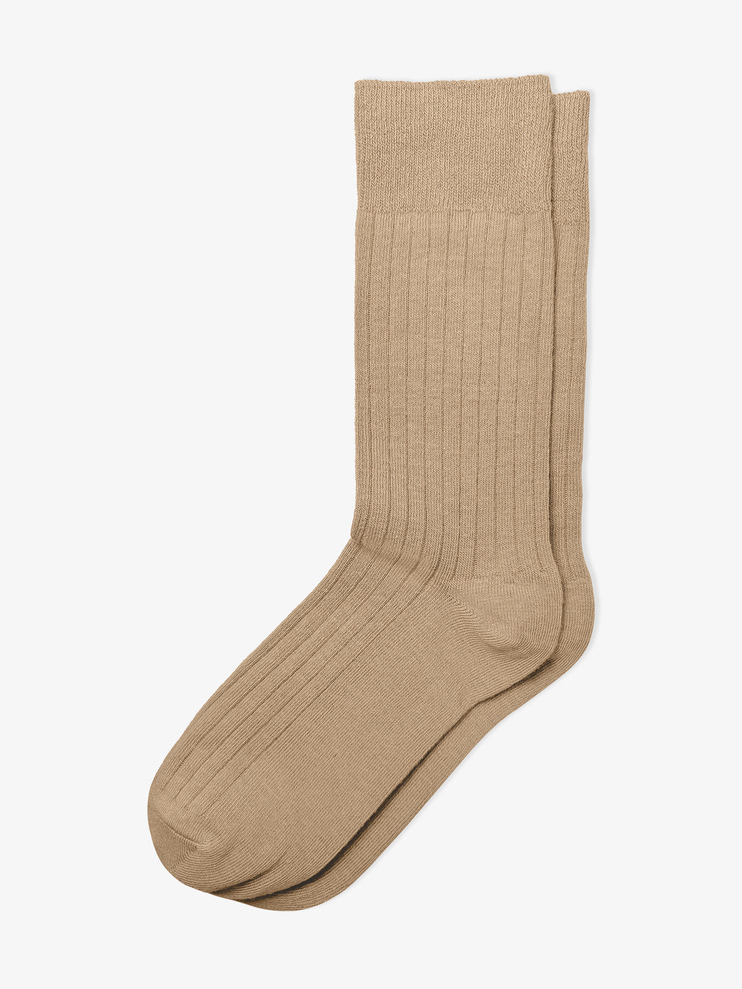Camel Brown Ribbed Cotton Socks