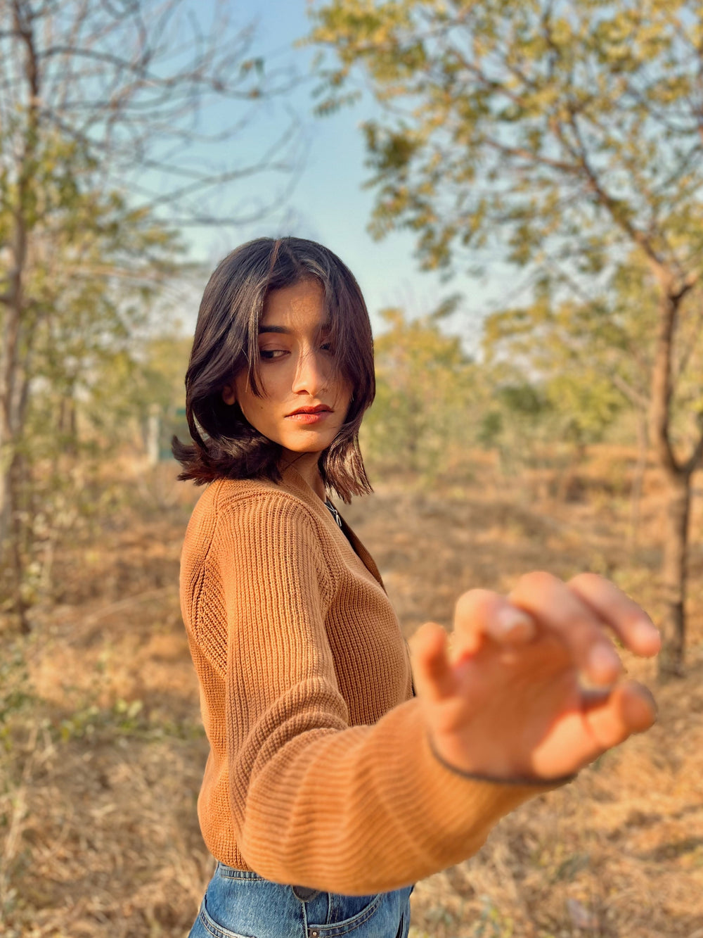 Camelbrownribbedv neckcardigan womenbrumanopakistan