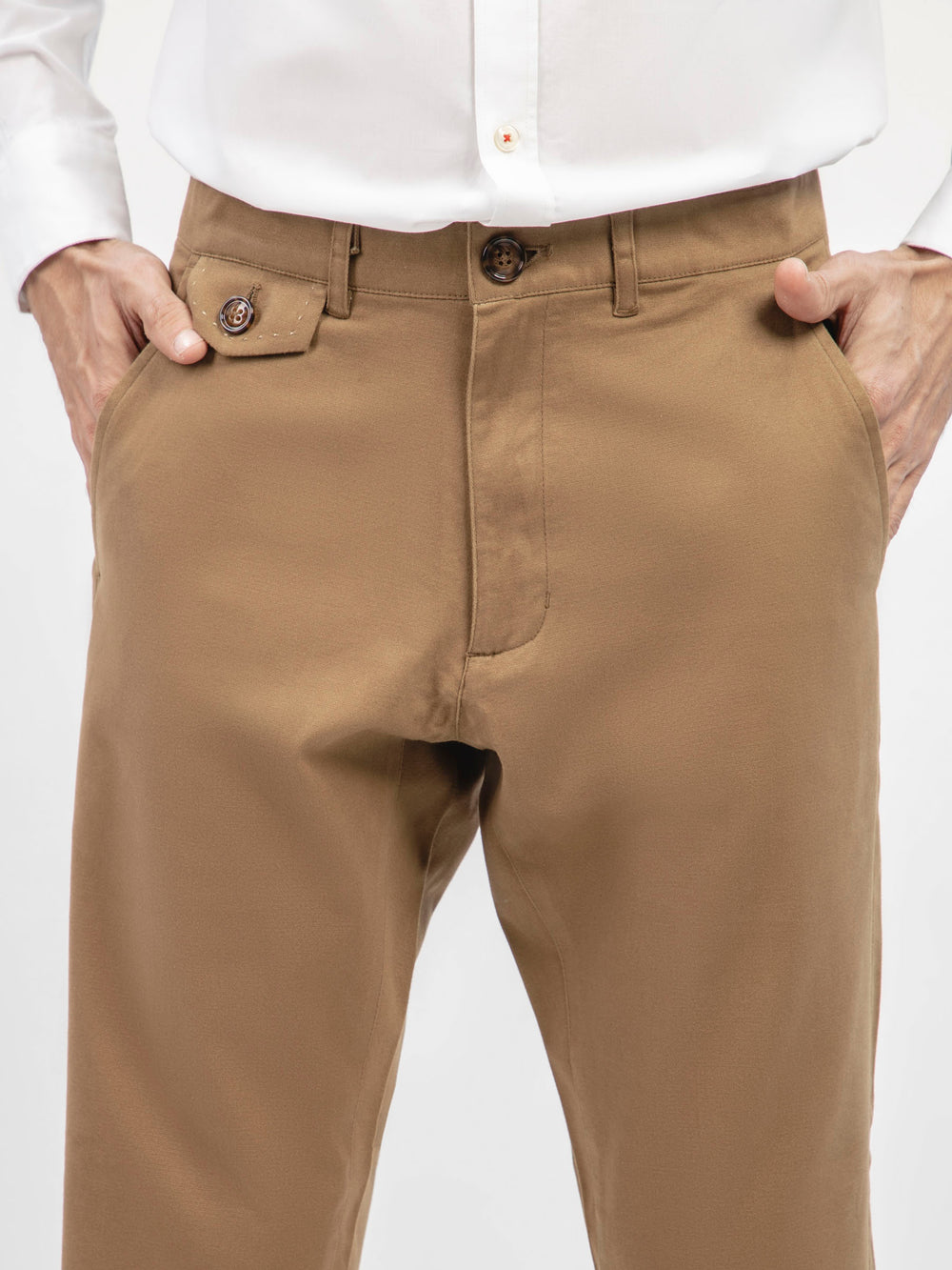 Camel Brown Structured Casual Fit Chinos