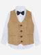 Camel Brown Velvet Formal Vest with Bow - Junior