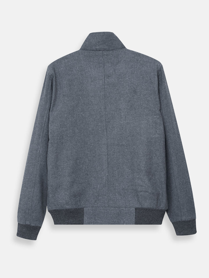 Charcoal Grey Mock Neck Zipper Jacket