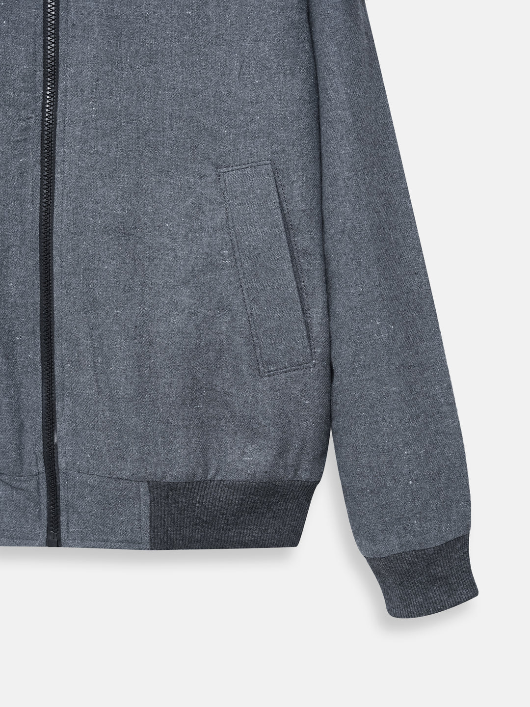 Charcoal Grey Mock Neck Zipper Jacket