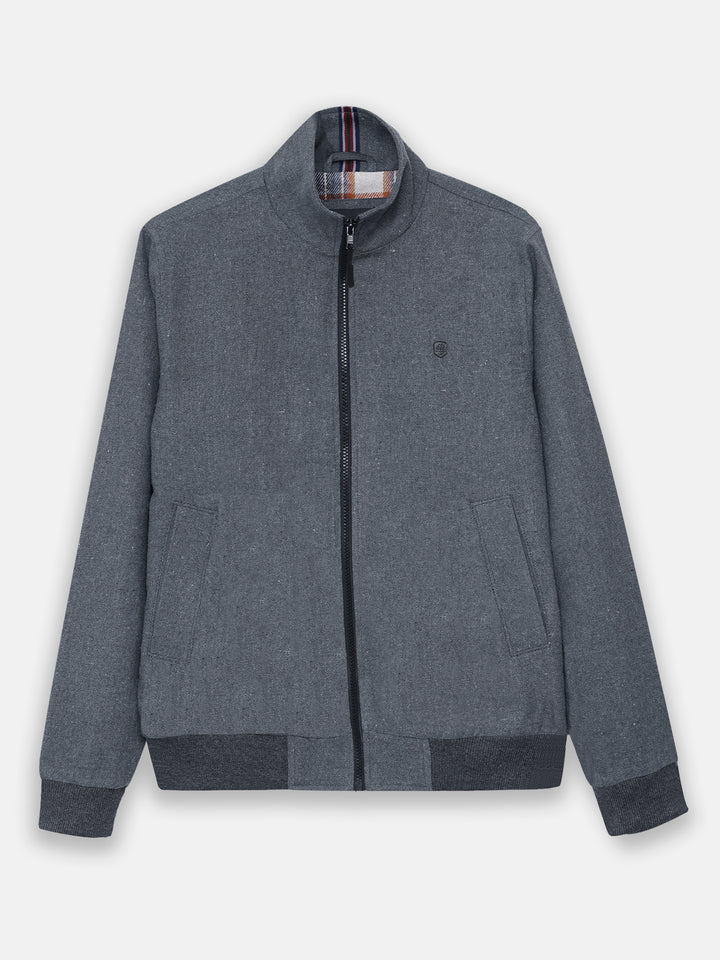 Charcoal Grey Mock Neck Zipper Jacket