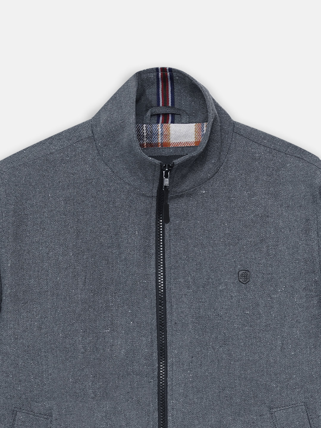 Charcoal Grey Mock Neck Zipper Jacket