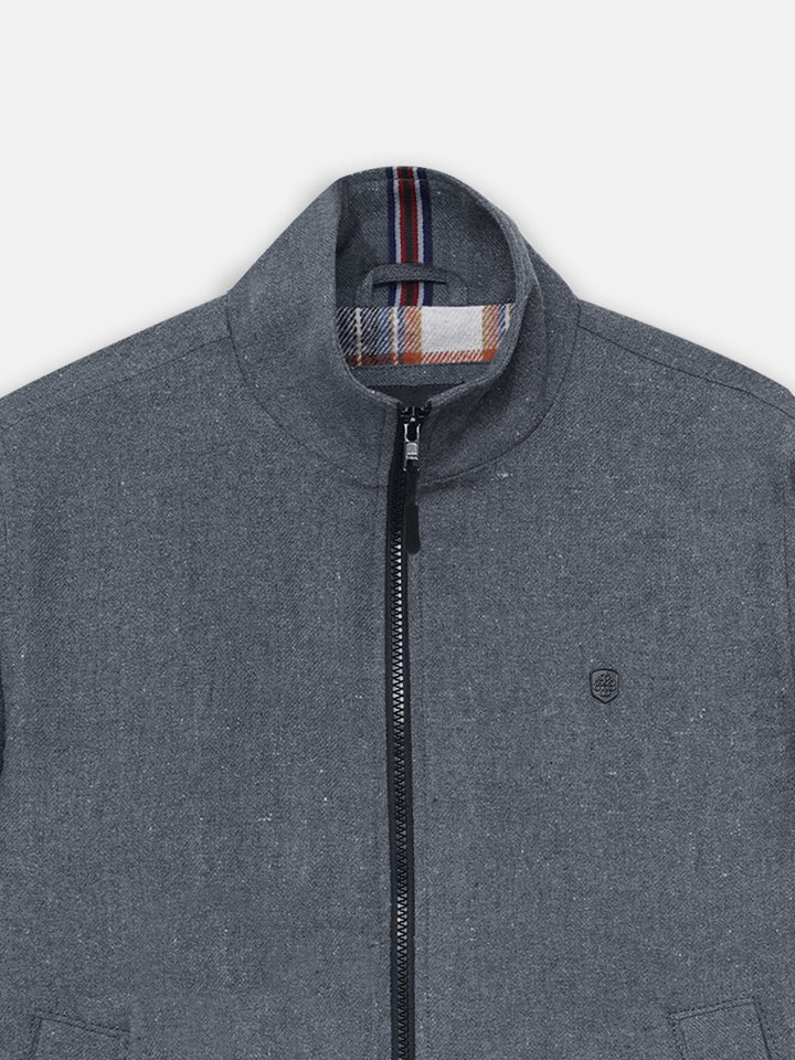 Charcoal Grey Mock Neck Zipper Jacket