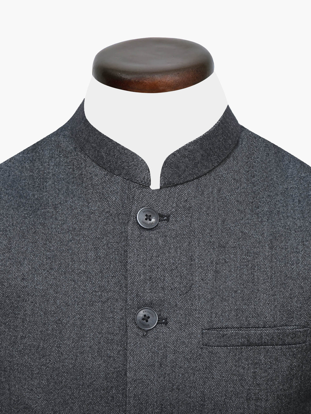 Close up of charcoal herringbone fabric texture