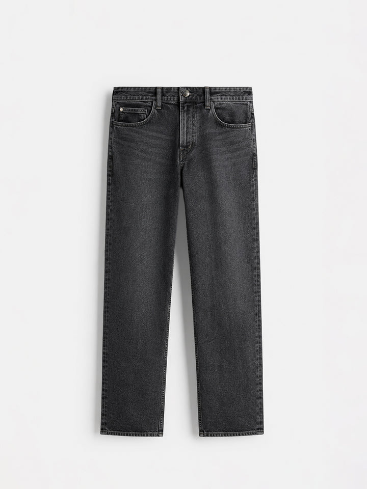 Charcoal Grey Straight Fit Casual Denim