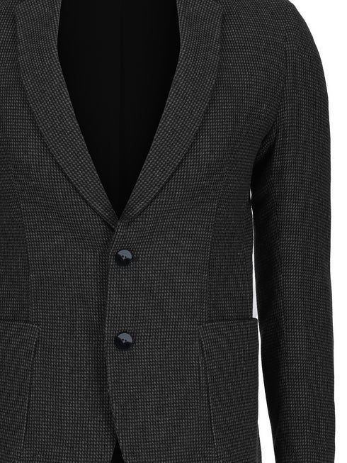 Charcoal Dobby Wool & Cashmere Blended Blazer - Sartoria