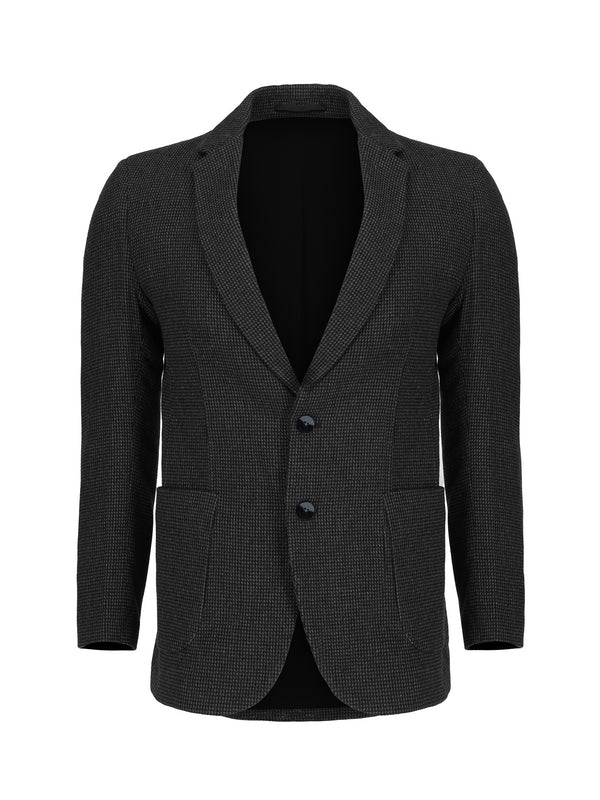 Charcoal Dobby Wool & Cashmere Blended Blazer - Sartoria