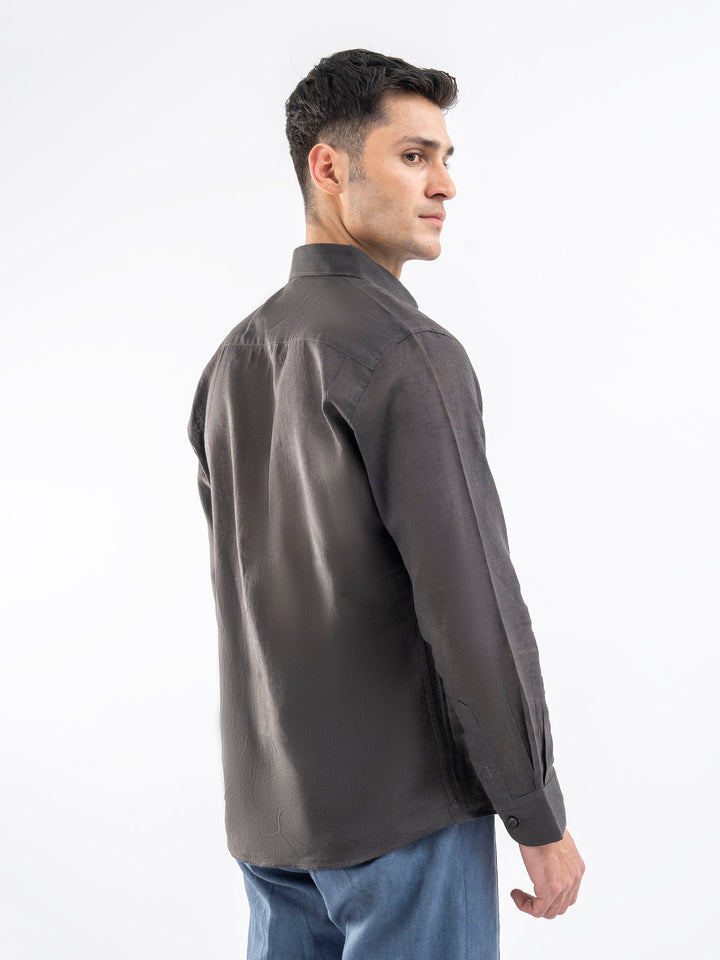 Charcoal Airy Linen Blended Shirt