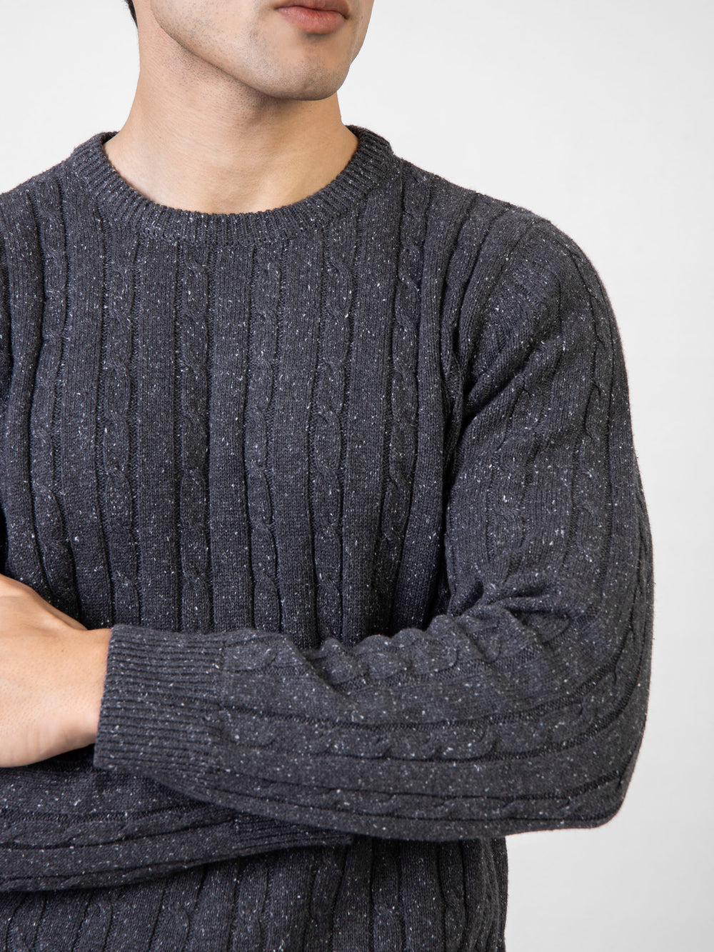 Charcoalneppycableknittedcrewneckjumperbrumanopakistan1
