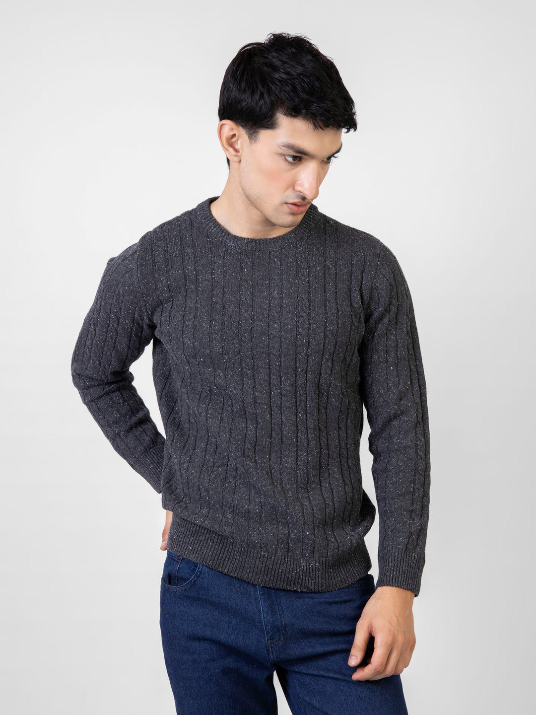 Charcoalneppycableknittedcrewneckjumperbrumanopakistan2