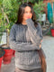 Charcoal Neppy Cable Knitted Crew Neck Jumper - Women