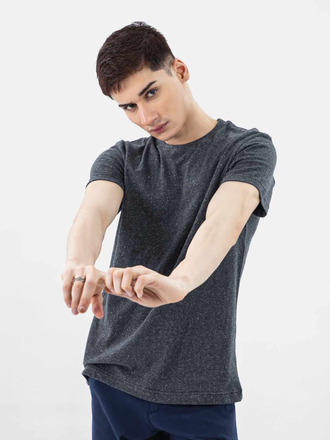 Charcoal neppy crew neck t shirt brumano pakistan