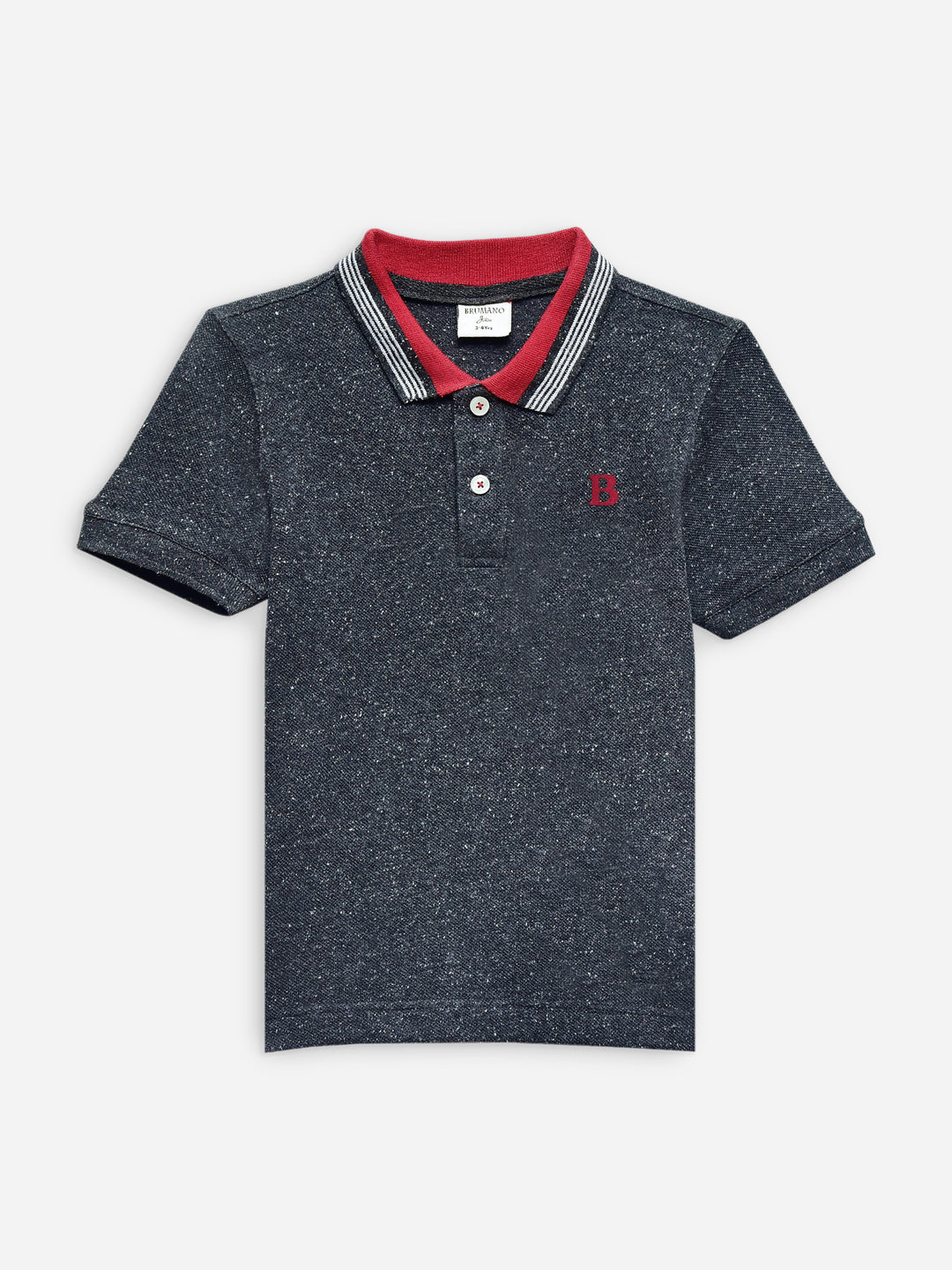 Charcoal neppy pique polo with red collar brumano pakistan