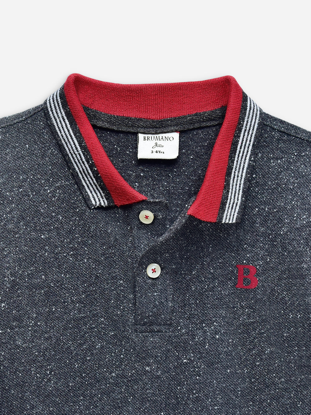 Charcoal Neppy Pique Polo With Red Collar