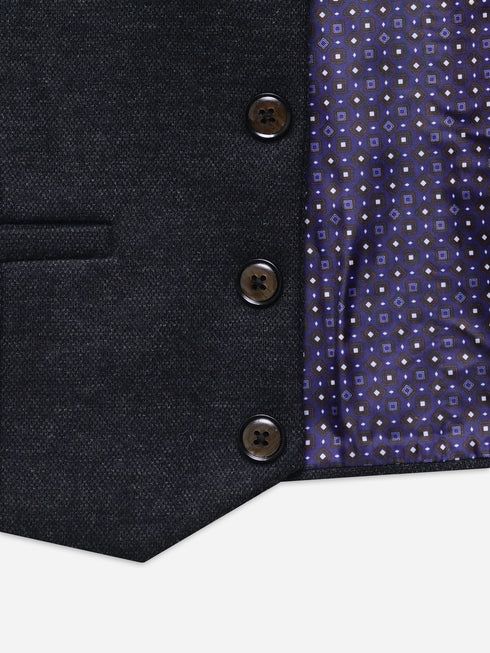 Charcoal  Wool Blended Formal Vest with Bow - Junior