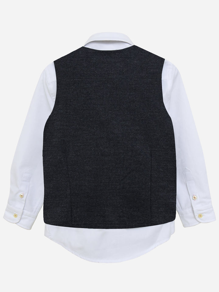 Charcoal  Wool Blended Formal Vest with Bow - Junior