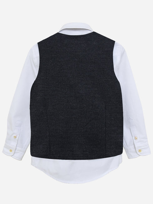 Charcoal  Wool Blended Formal Vest with Bow - Junior