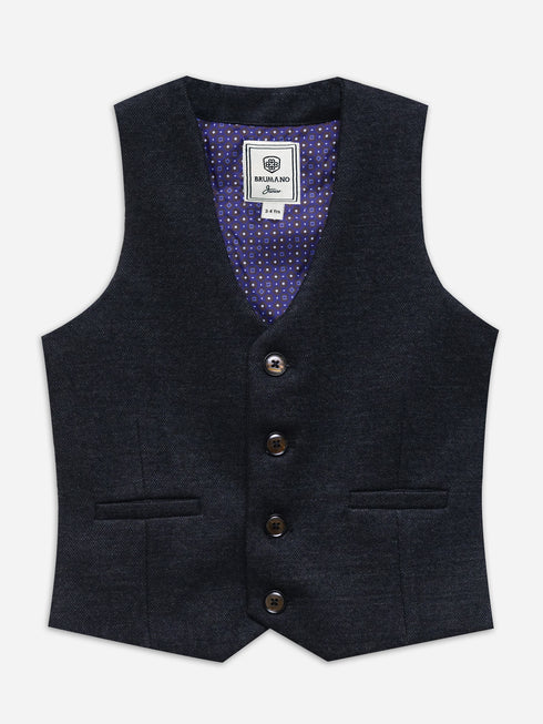 Charcoal  Wool Blended Formal Vest with Bow - Junior