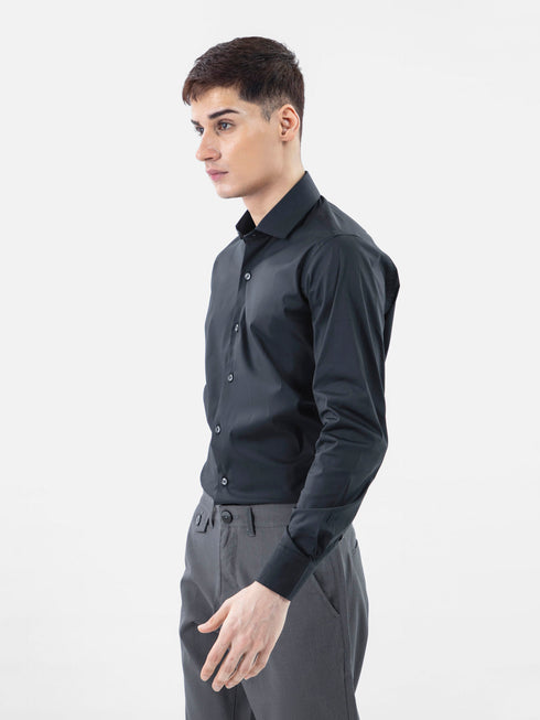 Classic Black Satin Formal Shirt