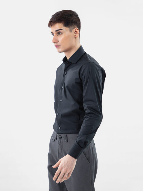 Classic Black Satin Formal Shirt Brumano Pakistan