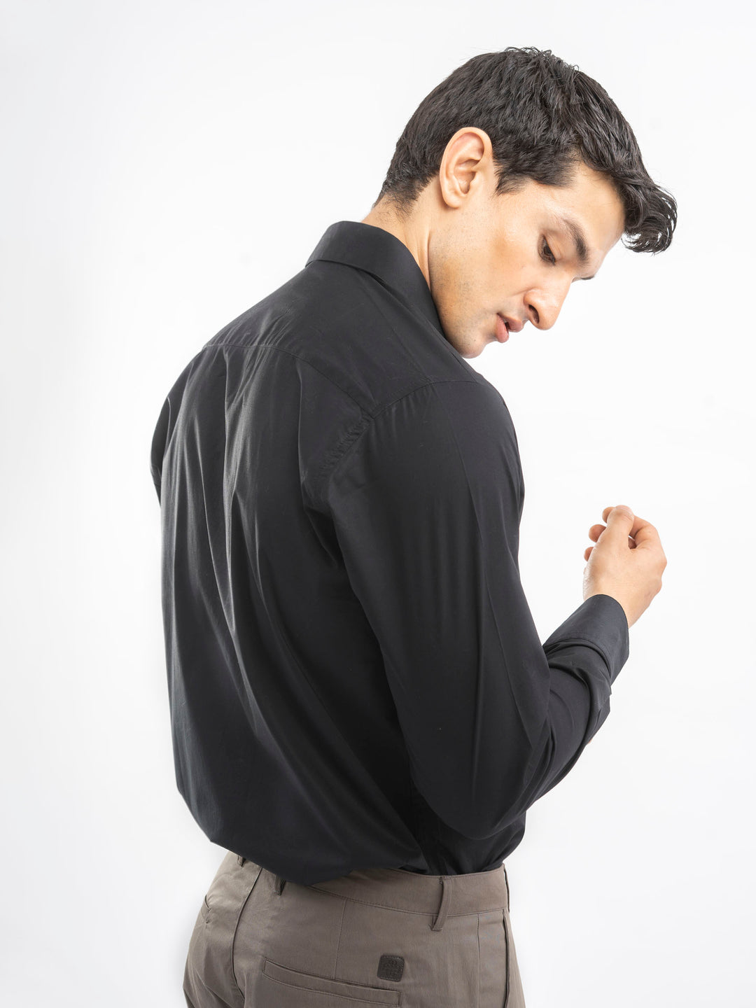Classic Black Satin Formal Shirt