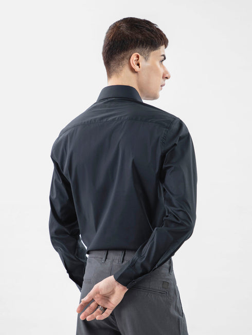 Classic Black Satin Formal Shirt