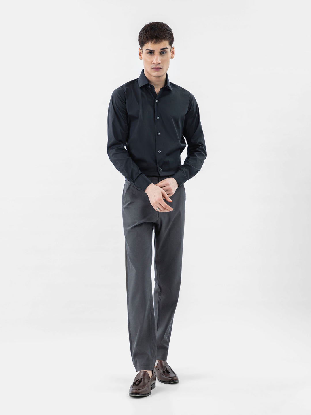 Classic Black Satin Formal Shirt Brumano Pakistan