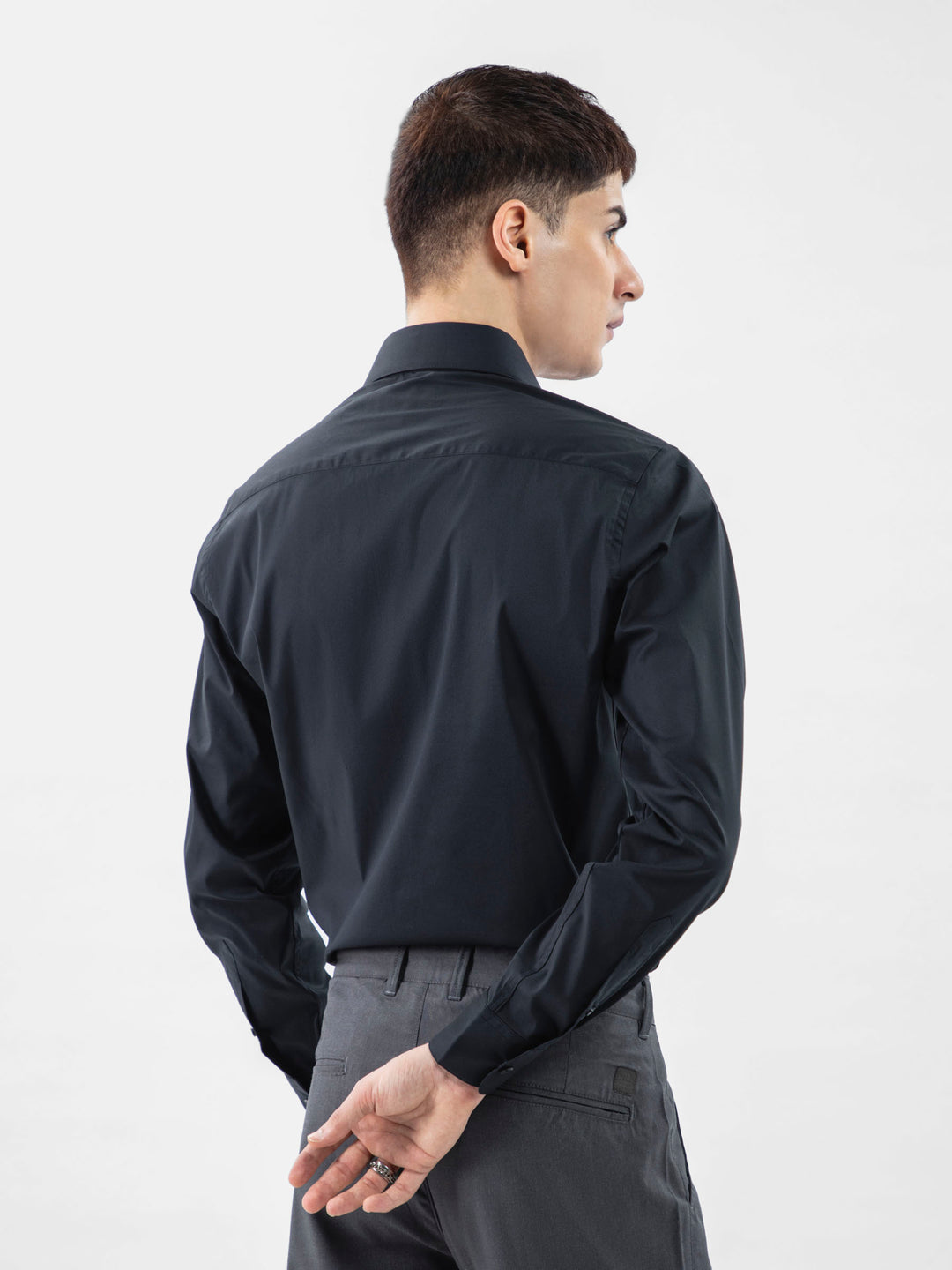 Classic Black Satin Formal Shirt Brumano Pakistan