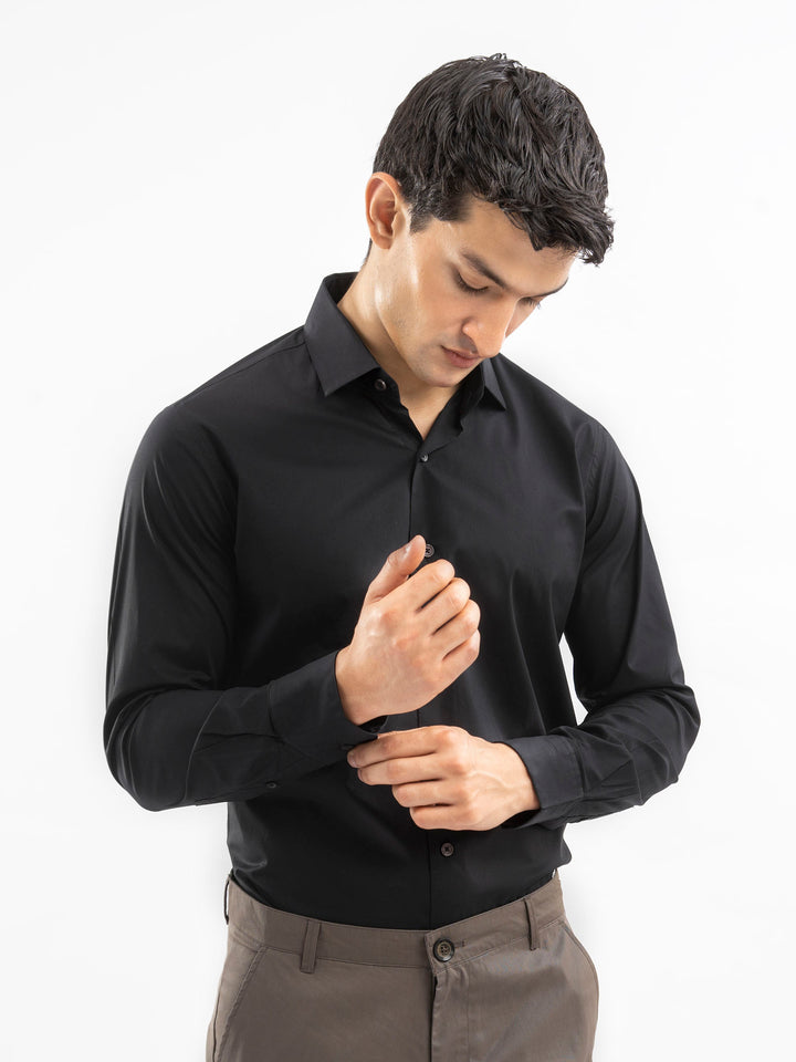 Classic Black Satin Formal Shirt