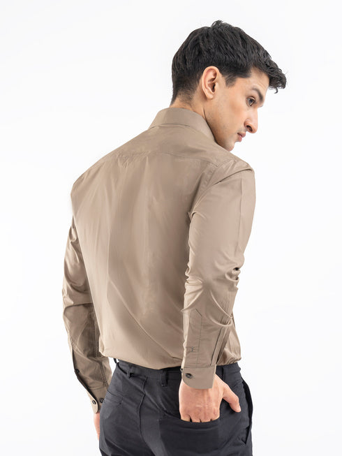 Classic Light Olive Satin Formal Shirt