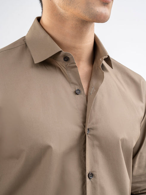 Classic Light Olive Satin Formal Shirt