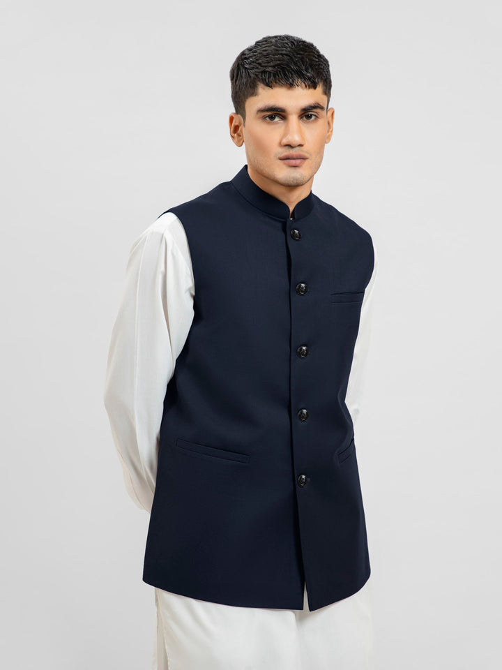 Classic Navy Blue Formal Waistcoat Brumano Pakistan