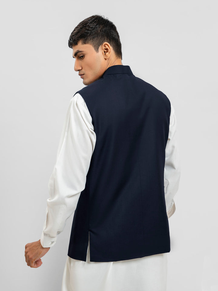 Classic Navy Blue Formal Waistcoat Brumano Pakistan