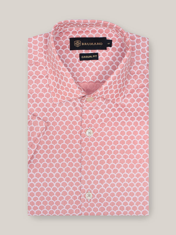Coral Pink Printed Half Sleeve Shirt Brumano Pakistan