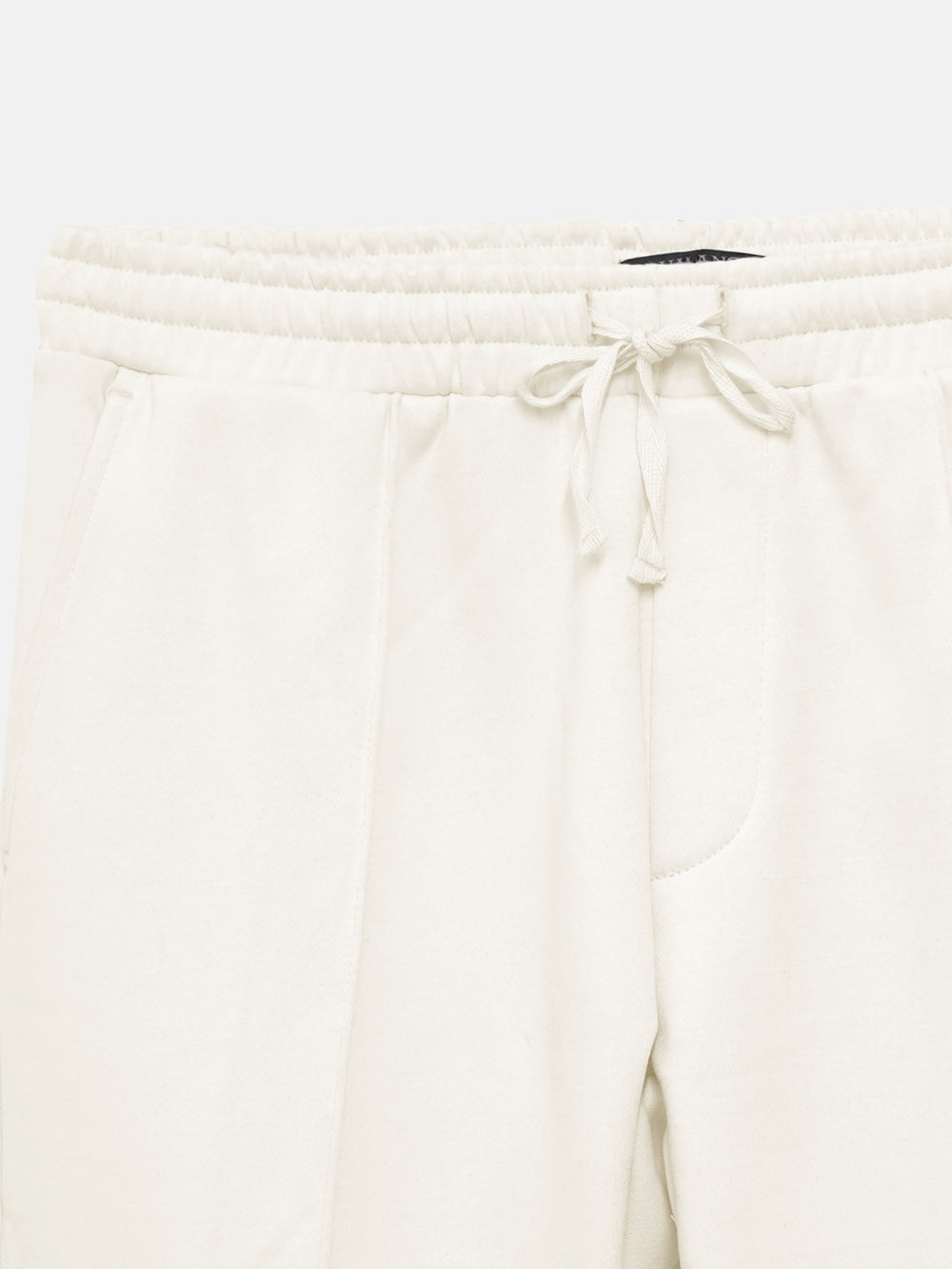 Close up of cream cotton blend fleece fabric texture