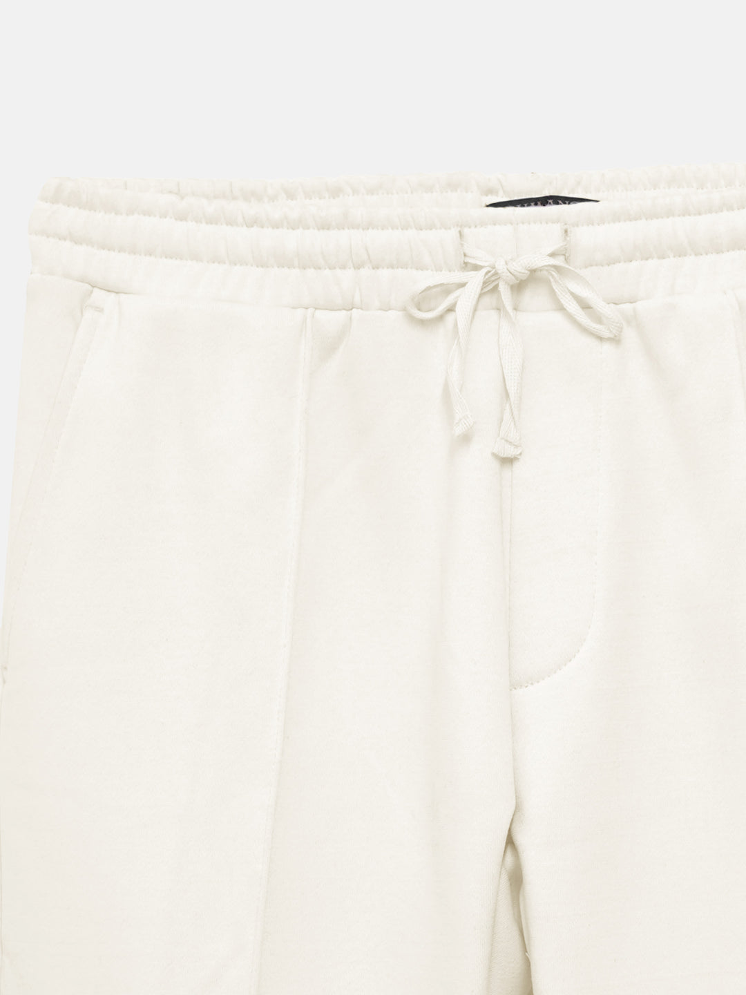 Close up of cream cotton blend fleece fabric texture