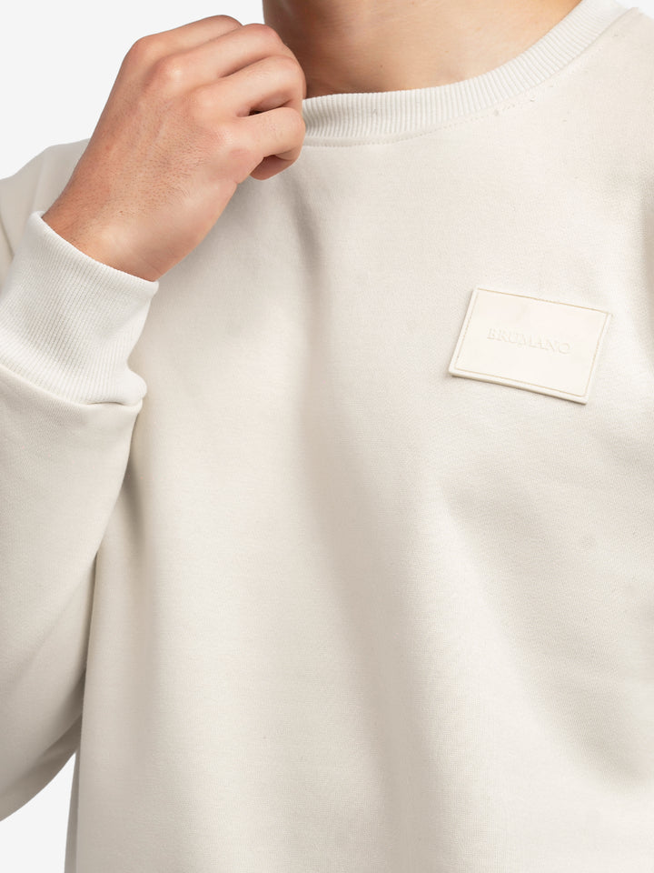 Cream Heavy Crew Neck Sweatshirt