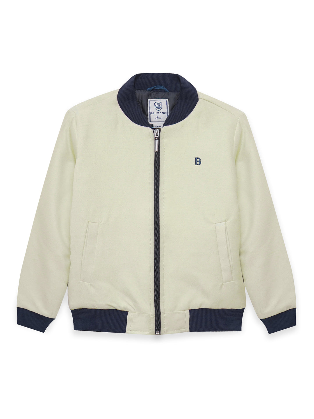 Junior cream moleskin bomber jacket front view