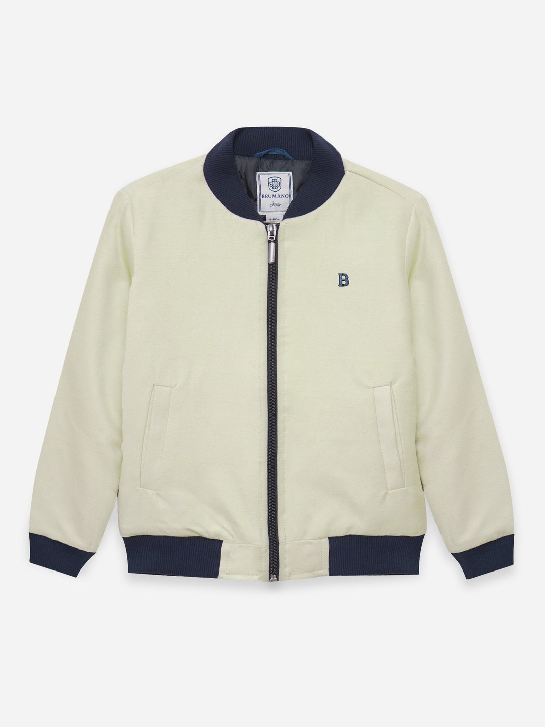 Junior cream moleskin bomber jacket front view