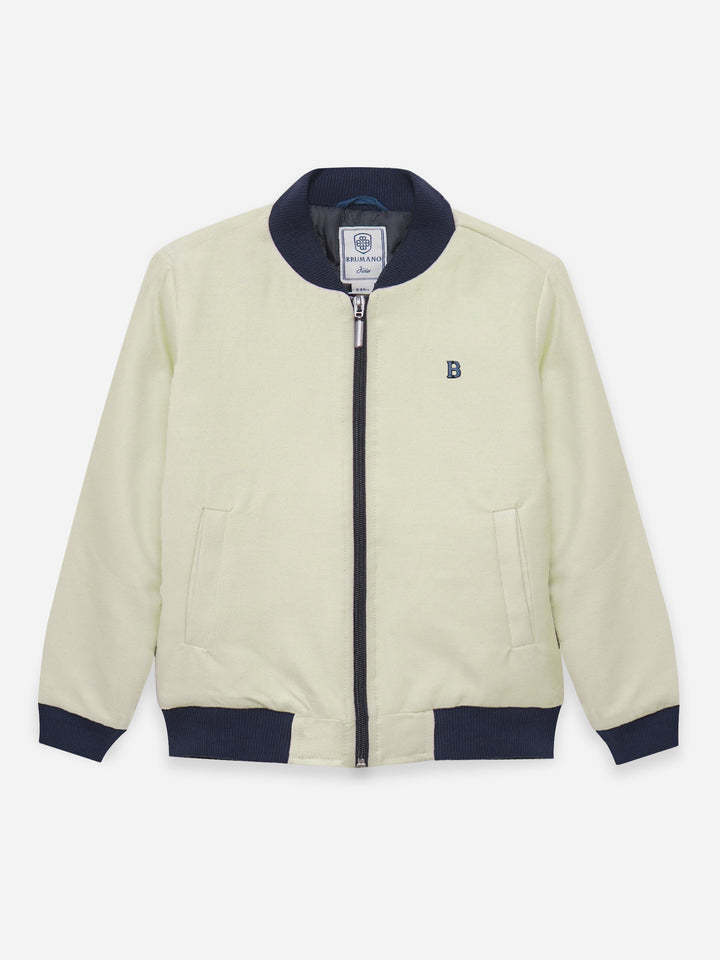 Junior cream moleskin bomber jacket front view