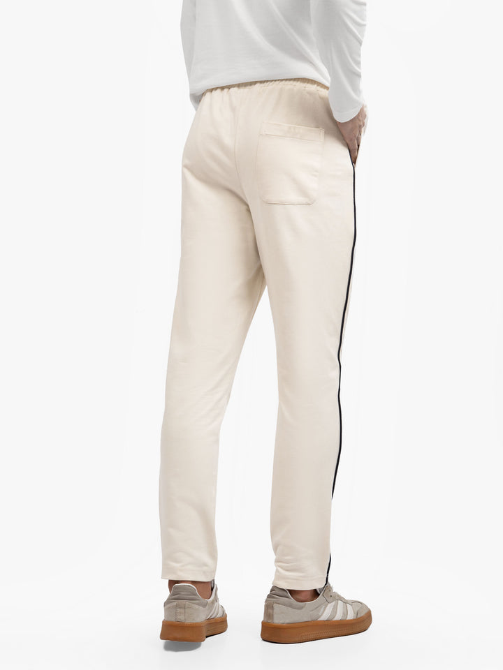Cream Sporty Regular Fit Knitted Pajama flat lay — Brumano Pakistan