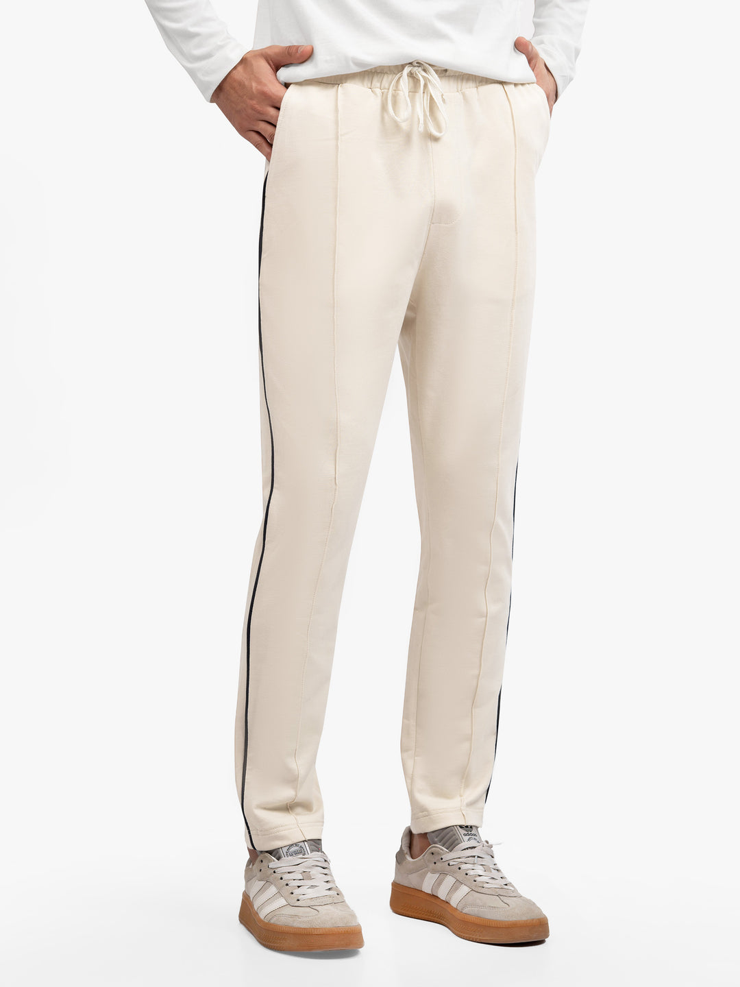 Cream sporty regular fit knitted pajama brumano pakistan5