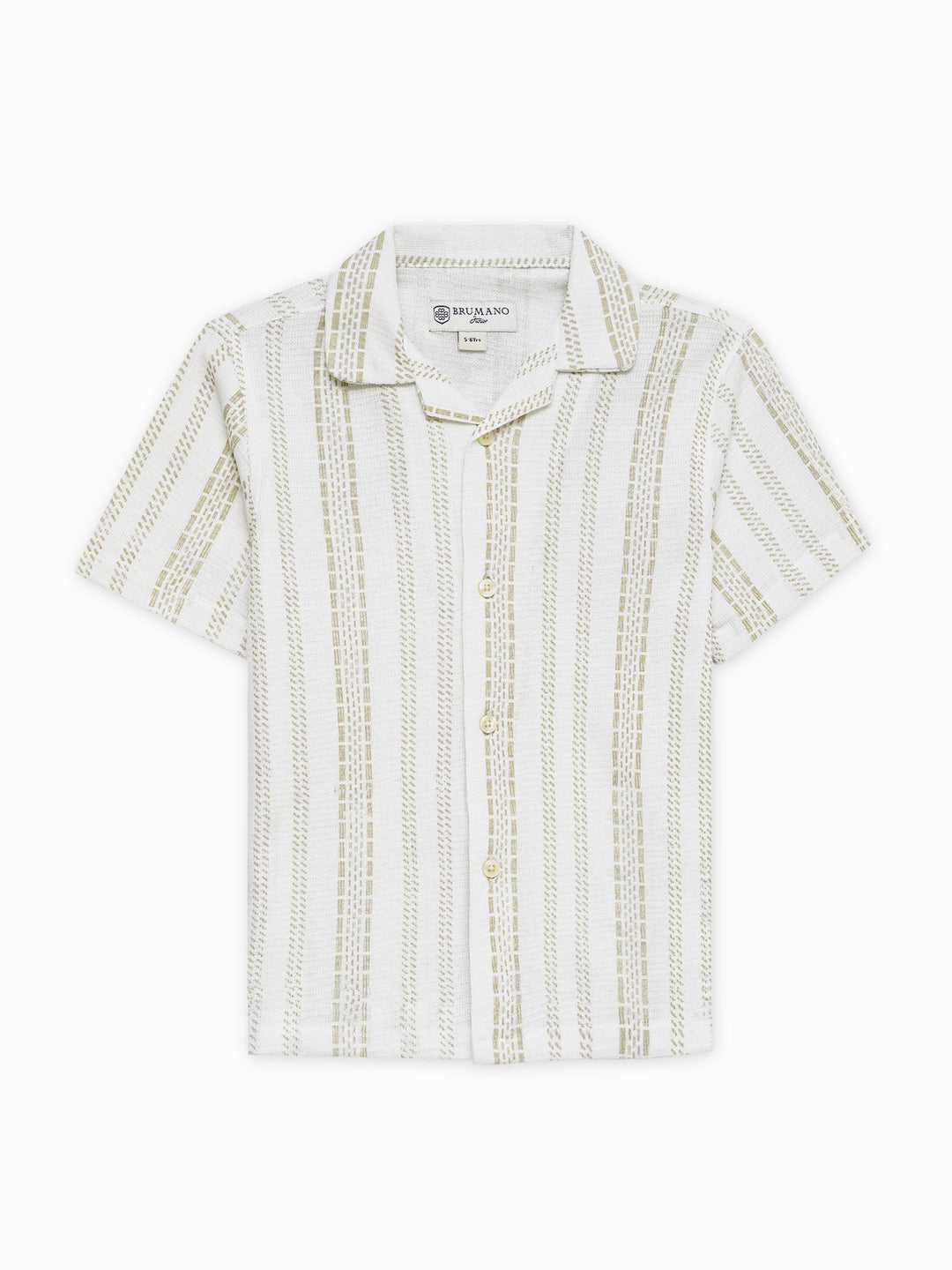 Cream knitted printed cuban collar shirt   junior