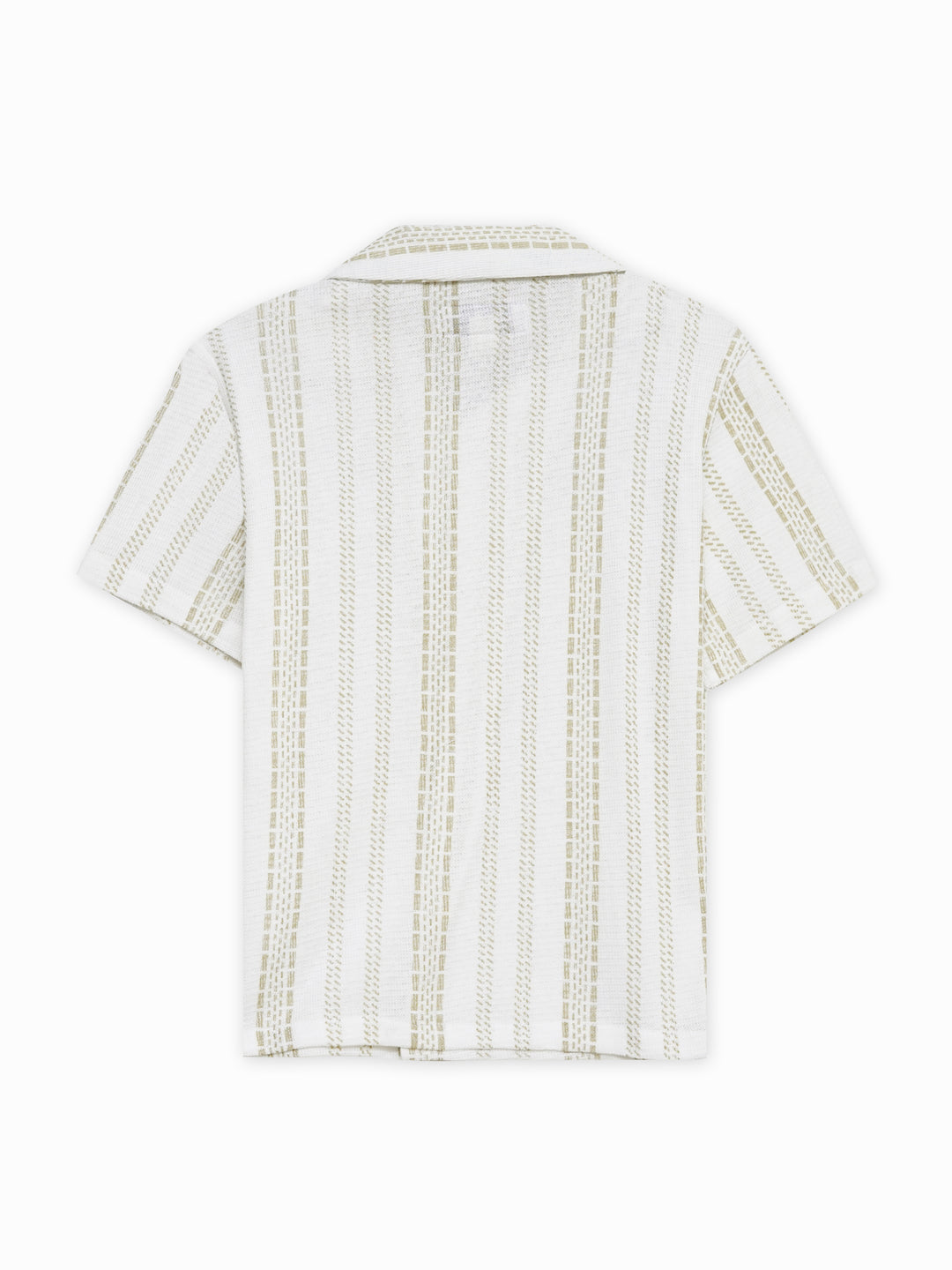 Cream Knitted Printed Cuban Collar Shirt - Junior