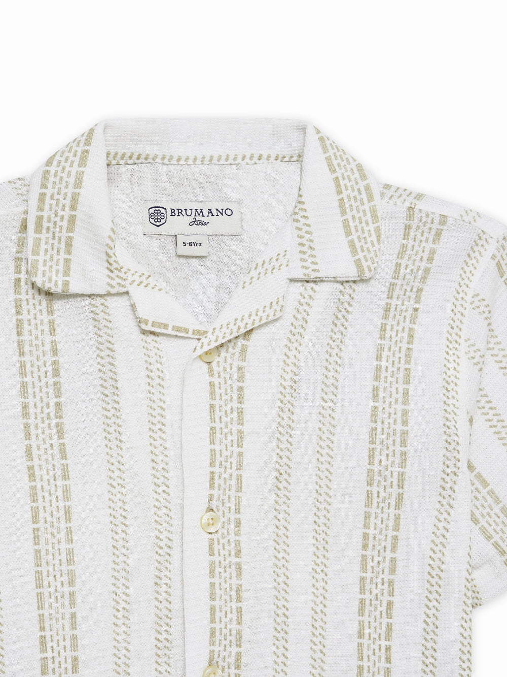 Cream knitted printed cuban collar shirt   junior